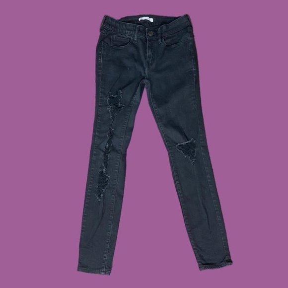 Well Distressed Skinny Black Tapered Ankle Jeans from SO. Size 3 or 25W. - Picture 1 of 3